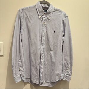 Ralph Lauren Men's Light Blue & White Striped Button-Down Shirt Size M
